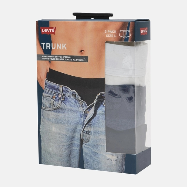 Набір трусів-боксерів чоловічих 3 шт Levi's Premium Trunk 3P 9050420010090 S Синій/Білий (8718824989549) - зображення 6