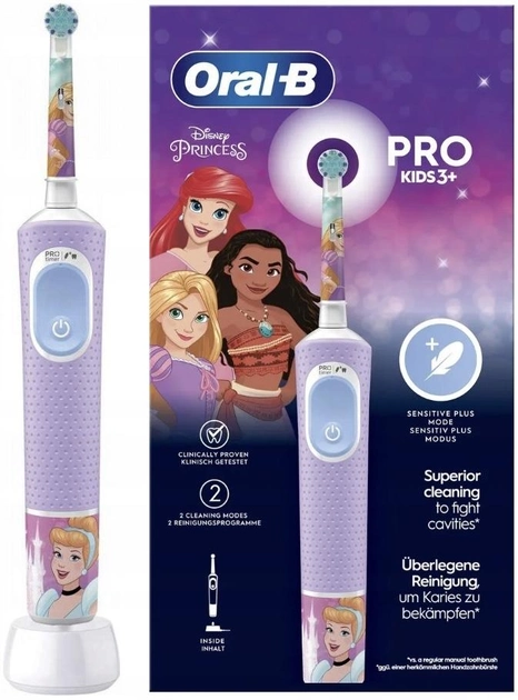 Електрична зубна щітка Oral-b Braun Vitality Pro Kids 3+ Princess (8006540772669) - зображення 1