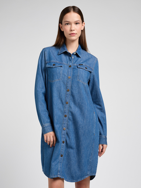 Sukienka koszulowa damska jeansowa Lee 112351139 M Niebieska (5401019927152) - obraz 1