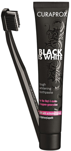 Zestaw Curaprox Black is White Pasta do zębów 90 ml + szczotka (7612412423686) - obraz 1