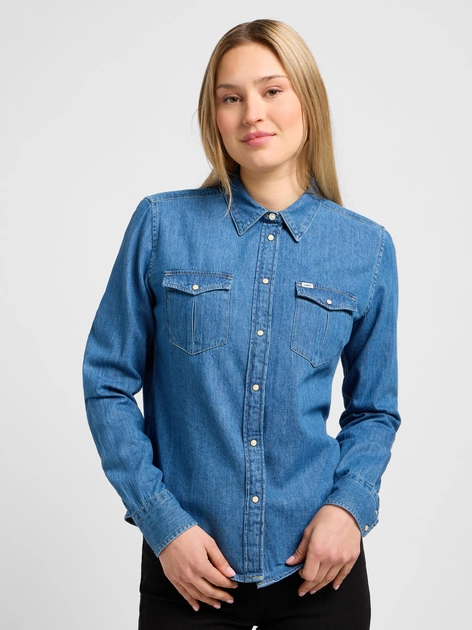 Сорочка джинсова жіноча Lee 112320215 XS Синя (5401018886061) - зображення 1