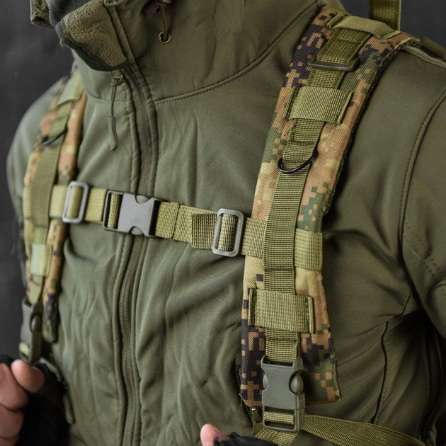 Рюкзак 25 л "Military" с регулируемыми плечевыми ремнями и креплением Molle зеленый пиксель размер 25х15х42 см - изображение 2