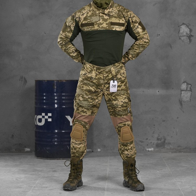 Чоловічий костюм "7.62 Tactical Interception" ріп-стоп убакс + штани з наколінниками піксель розмір XL - зображення 1