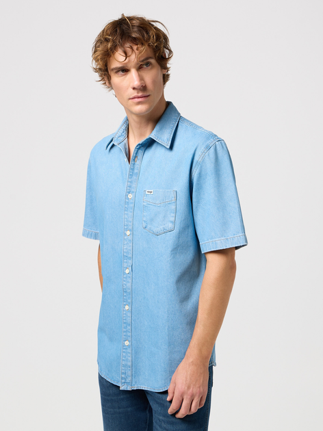 Koszula męska jeansowa Wrangler 112350473 M Niebieska (5401019842189) - obraz 1