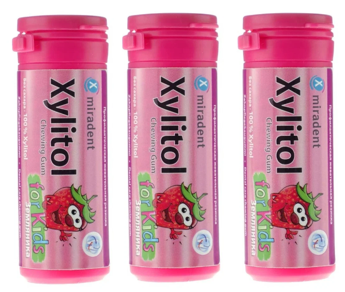 Жевательная резинка с ксилитом Miradent Xylitol Strawberry (клубника), 30 шт. - Фото 1 Жевательная резинка с ксилитом Miradent Xylitol Strawberry (клубника), 30 шт. - изображение 1