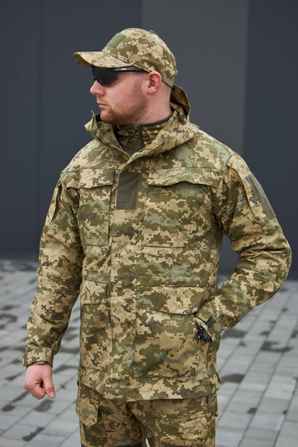 Мужская Куртка "М-65" рип-стоп с капюшоном и липучками для шевронов пиксель размер 3XL - изображение 1
