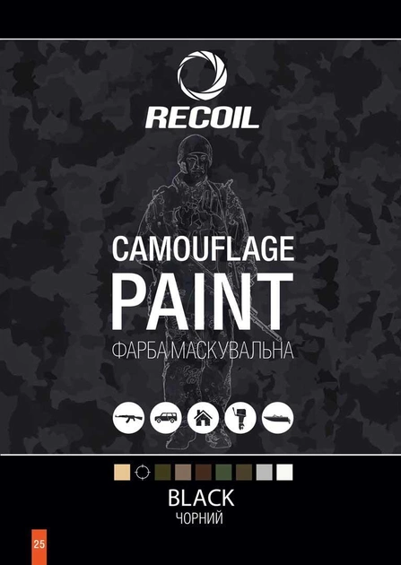 Маскувальна аерозольна фарба матова Recoil 400мл (чорна) - зображення 2