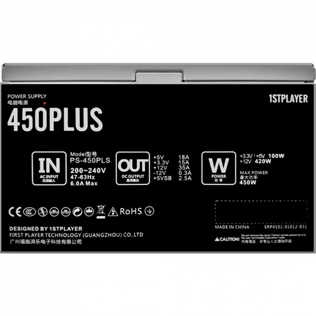 Блок питания 1stPlayer 450W (PS-450PLS) (190257) - изображение 2