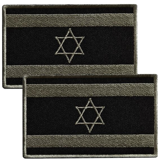 Набір шевронів 2 шт з липучкою Прапор Ізраїлю чорний 5х8 см, вишитий патч, патч з вишивкою - зображення 1