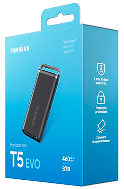 SSD диск Samsung T5 Evo 8TB USB Type-C 3D QLC (MU-PH8T0S/EU) External - изображение 9