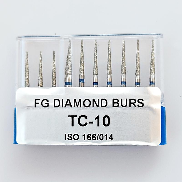 Бор алмазний FG стоматологічний турбінний наконечник упаковка 10 шт UMG КОНУС 1,4/10,0 мм 806.314.166.524.014 (TC-10) - зображення 1