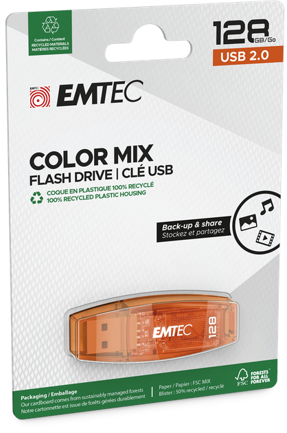 Pendrive Emtec C410 128GB USB 2.0 Orange (ECMMD128G2C410) - obraz 2