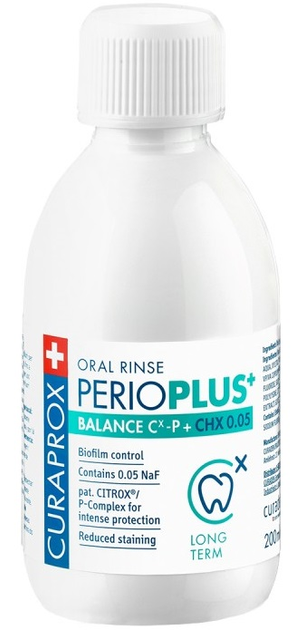 Płyn do płukania jamy ustnej Curaprox PerioPlus+ Balance 0.05% CHX 200 ml (7612412426762) - obraz 1