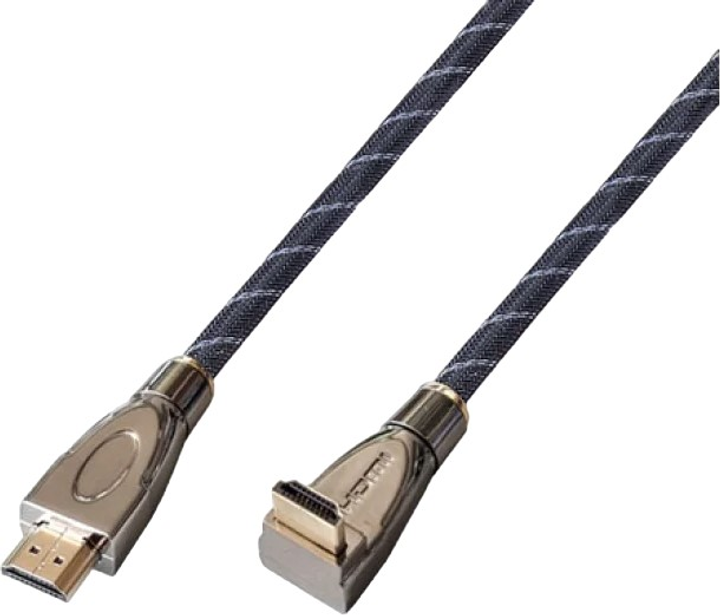 Kabel Reekin HDMI - HDMI Full HD Metal Plug 90B° 2 m Black (HDMI-008-2M) - obraz 1