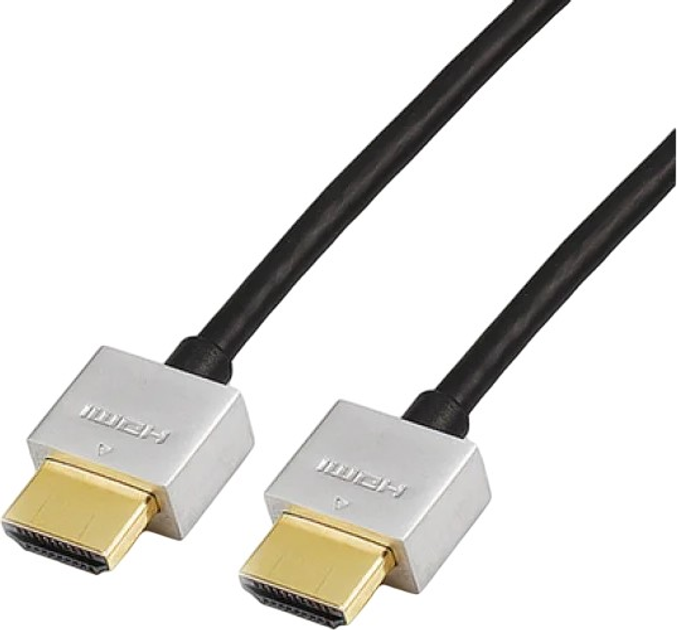 Кабель Reekin HDMI - HDMI Full HD Ultra Slim 2 м Silver/Black (HDMI-009-2M) - зображення 1