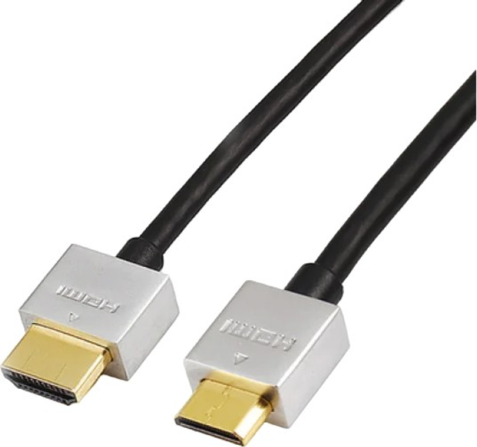 Кабель Reekin HDMI - mini-HDMI Full HD Ultra Slim Mini 1 м Silver/Black (HDMI-010-1M) - зображення 1