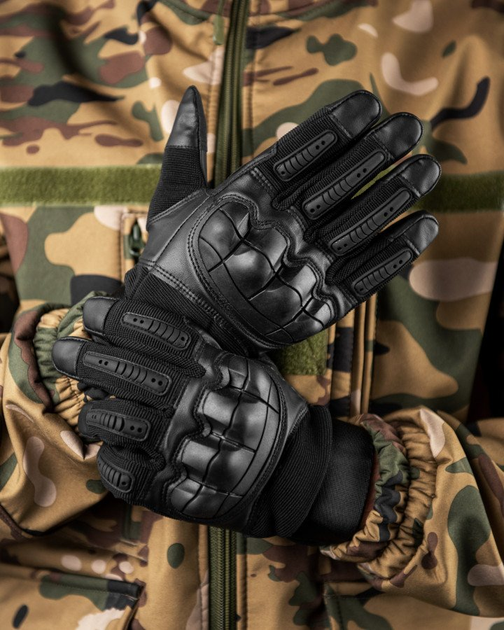 Тактичні рукавички ultra protect армійські black XL - зображення 1