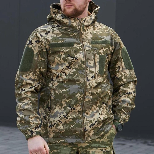 Щільна чоловіча Куртка з капюшоном Combat SoftShell на флісі піксель розмір 50 - зображення 2