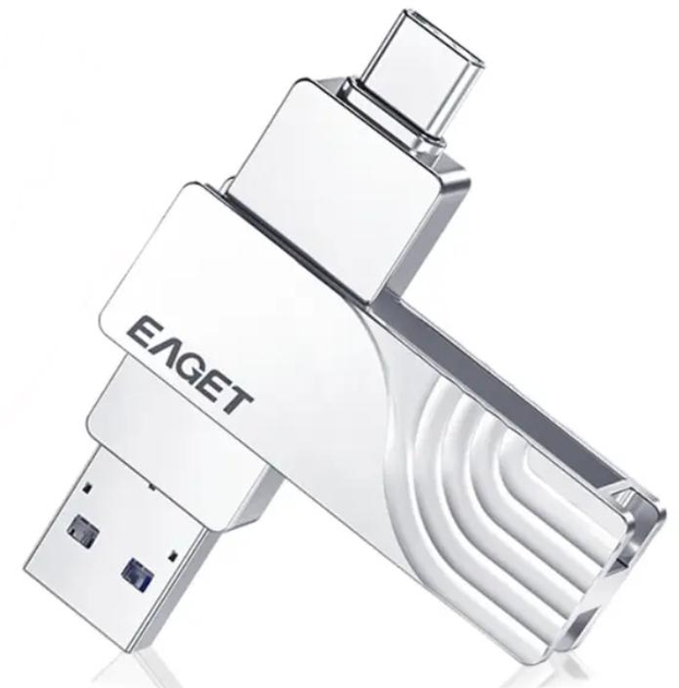Флешка 2 в 1 OTG USB 3.0 + USB Type-C Eaget CF30 1Tb Silver – фото ...