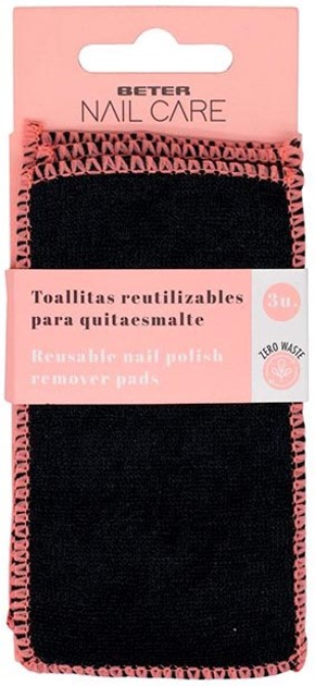 Chusteczki do usuwania lakieru wielokrotnego użytku Beter Nail Care Toallitas Reutilizables Quitaesmaltes 3 szt (8412122400163) - obraz 1