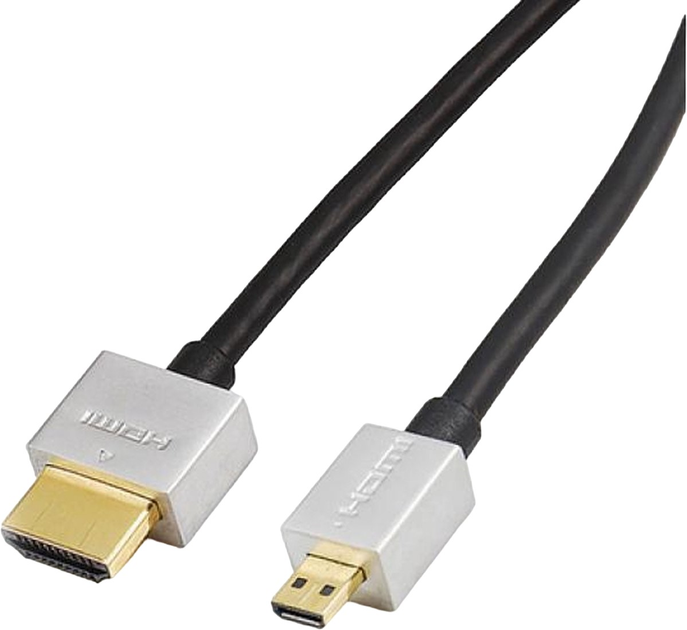 Kabel Reekin HDMI - micro-HDMI Full HD Ultra Slim Micro 2 m Silver/Black (HDMI-011-2M) - obraz 1