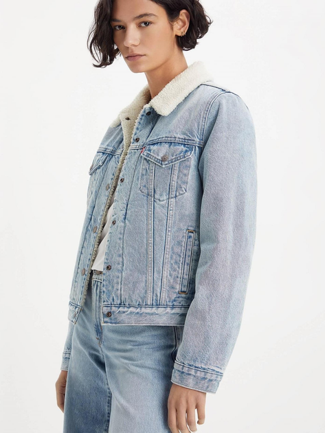 Куртка джинсова жіноча Levi's Original Sherpa Trucker 36136-0069 L Блакитна (5401128264605) - зображення 3