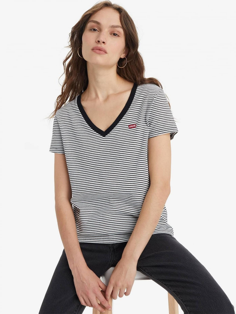 Koszulka damska bawełniana Levi's Perfect Vneck 85341-0004 M Biały/Czarny (5400816655039) - obraz 4