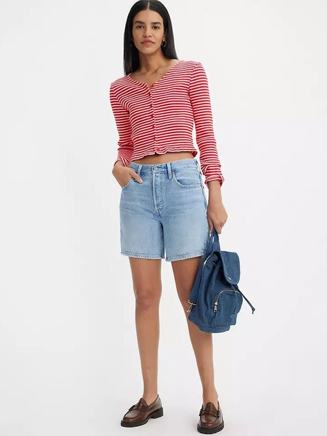 Spodenki damskie jeansowe Levi's 501 Mid Thigh Short 85833-0055 24 Niebieskie (5401128865345) - obraz 3
