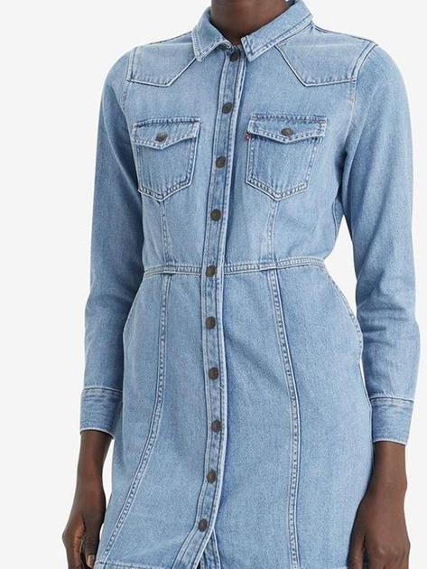 Sukienka koszulowa damska jeansowa Levi's Flynn Western Core Dress A7592-0001 L Niebieska (5401128681259) - obraz 4