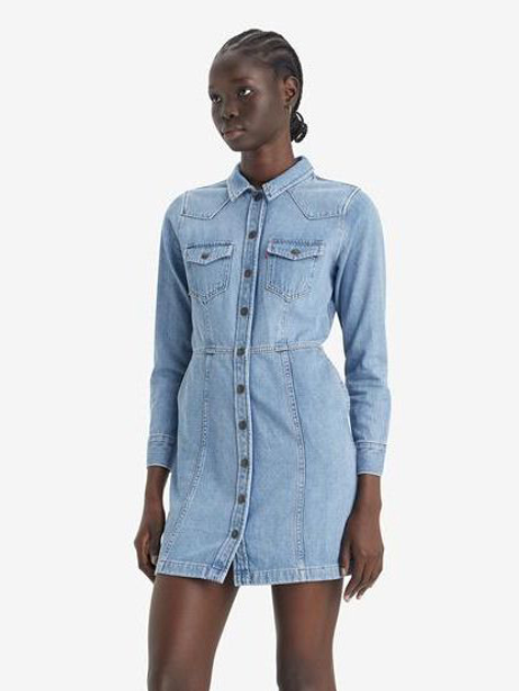 Sukienka koszulowa damska jeansowa Levi's Flynn Western Core Dress A7592-0001 M Niebieska (5401128681266) - obraz 1