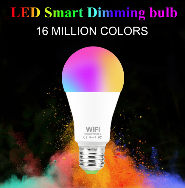 Умная лампочка Tuya Smart LED WiFi A60 E27 RGB Color & White 2700K-6500K 15W - 80386415 - изображение 4