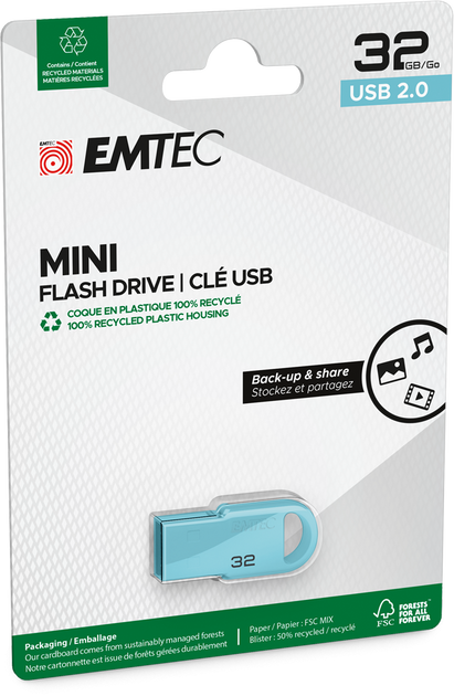 Pendrive Emtec D250 Mini 32GB USB 2.0 Blue (ECMMD32GD252) - obraz 2