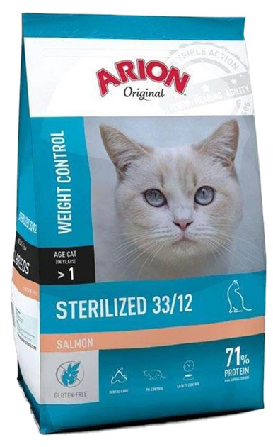 Karma sucha dla kotów Arion Cat Food Original Cat Sterilized Salmon 2 kg (5414970058667) - obraz 1