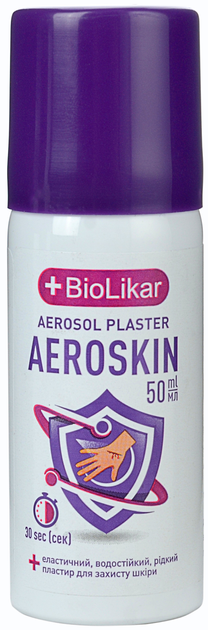 Рідкий аерозольний пластир BioLikar Aeroskin Водостійкий в алюмінієвому балончику 50 мл (4823108501301) - зображення 1
