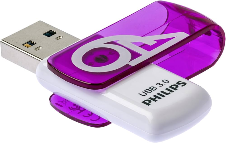 Флеш пам'ять USB Philips Vivid Edition 64GB USB 3.0 Purple (FM64FD00B/00) - зображення 1