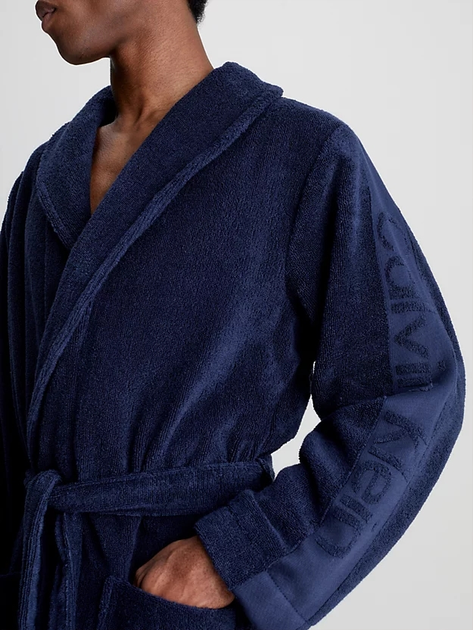Szlafrok męski bawełniany Calvin Klein 000EM1159E-8SB S-M Granatowy (8719113813613) - obraz 3