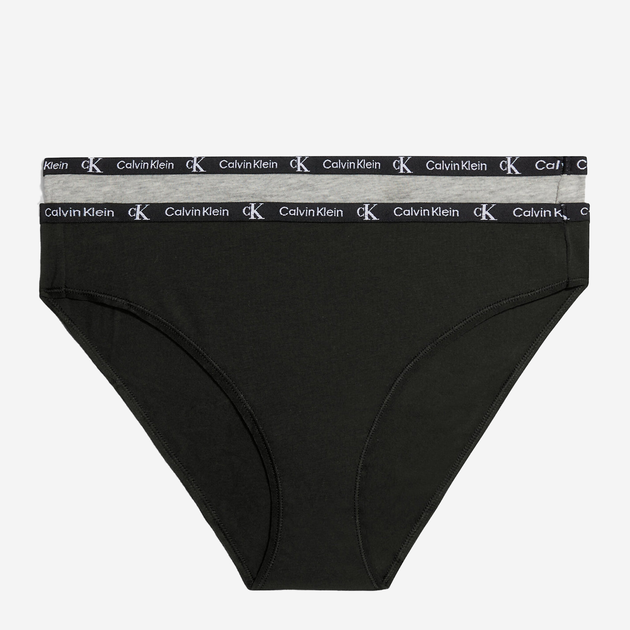 Zestaw majtek slipów damskich bawełnianych Calvin Klein Underwear 000QD3991E-BGH L 2 szt. Szary/Czarny (8720107311091) - obraz 1