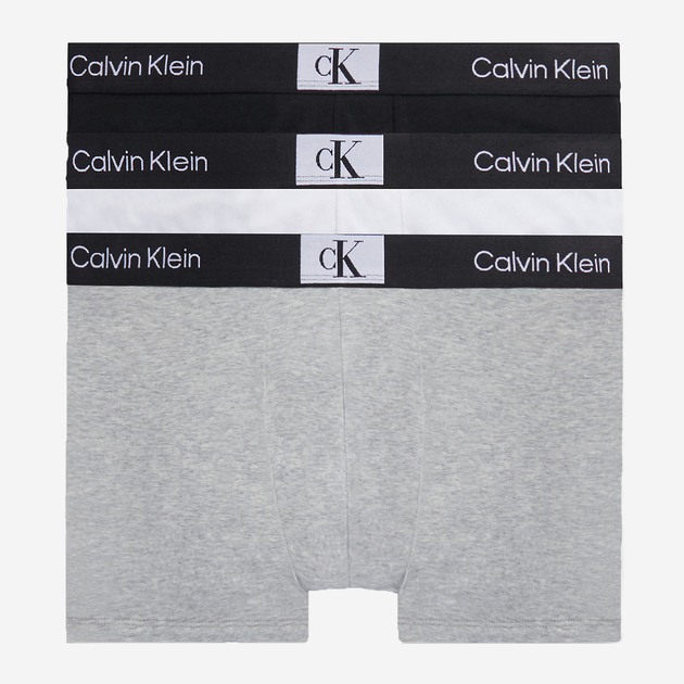 Набір трусів шорт чоловічих бавовняних Calvin Klein Underwear 000NB3528A-6H3 S 3 шт Сірий/Чорний/Білий (8720107557680) - зображення 1