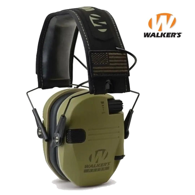 Навушники активні шумоподавляючі Walker's Razor Slim Patriot з патчами Olive - зображення 2