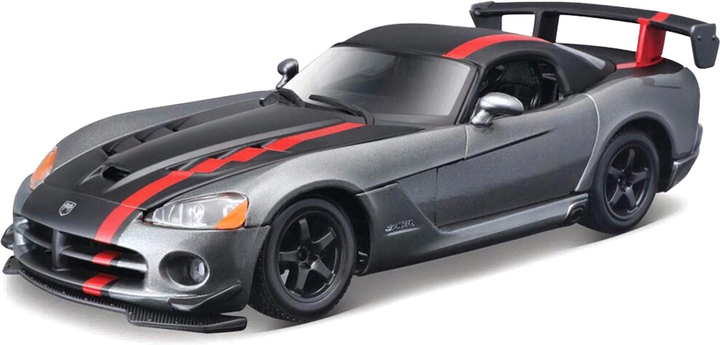 Metalowy model sportowe samochodu Bburago Dodge Viper Stripe Szaro-czerwony 1:24 (4893993014323) - obraz 2