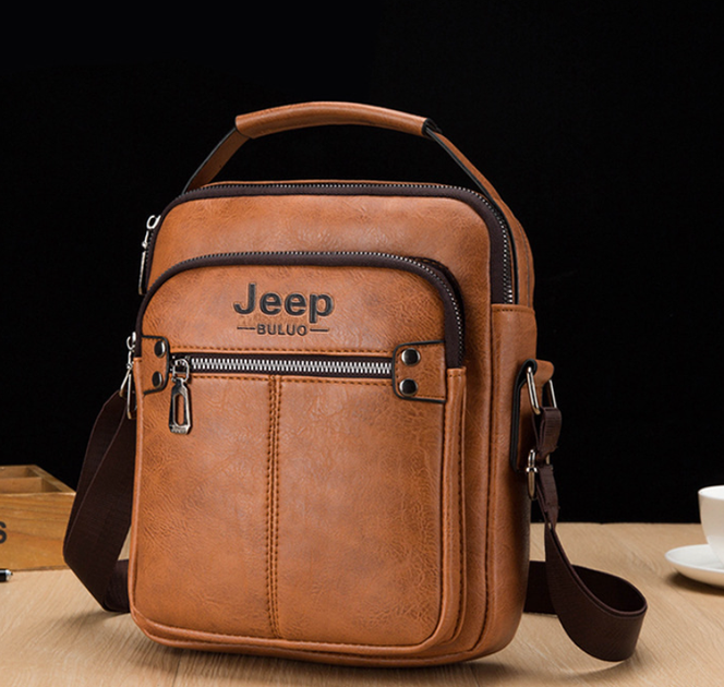 Мужская сумка планшетка Jeep барсетка на плечо Джип Светло-коричневый ...