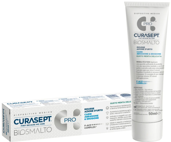 Мус для зубів CURASEPT Biosmallo Mousse Shock Action М'ята 50 мл (8056746071257) - зображення 1