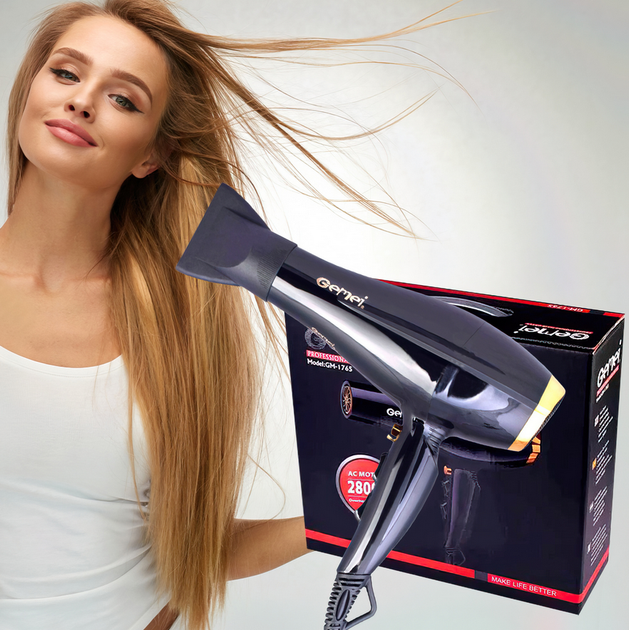 Фен для волос Gemei GM-1765 с функцией холодного воздуха – фото