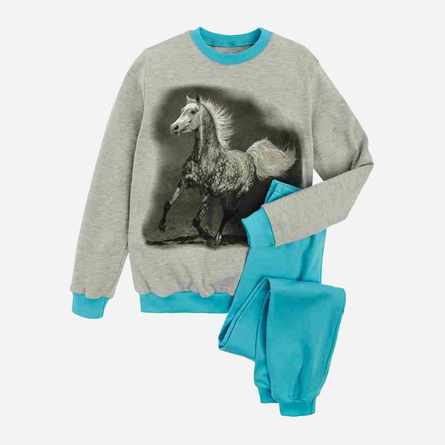 Piżama dziecięca dla dziewczynki Tup Tup P205DZ-3100 128 cm Szara/Błękitna (5901845256575) - obraz 1