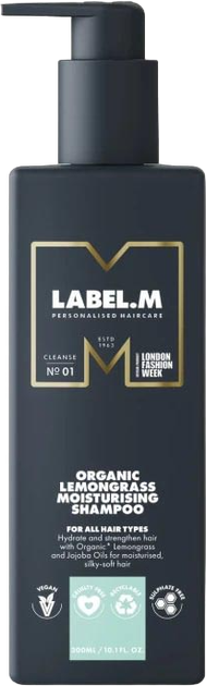 Зволожувальний шампунь для волосся Label.M Organic Lemongrass Moisturising 300 мл (5056043216781) - зображення 1