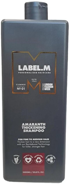 Шампунь для об'єму волосся Label.M Professional Amaranth Thickening 1000 мл (5056043217320) - зображення 1