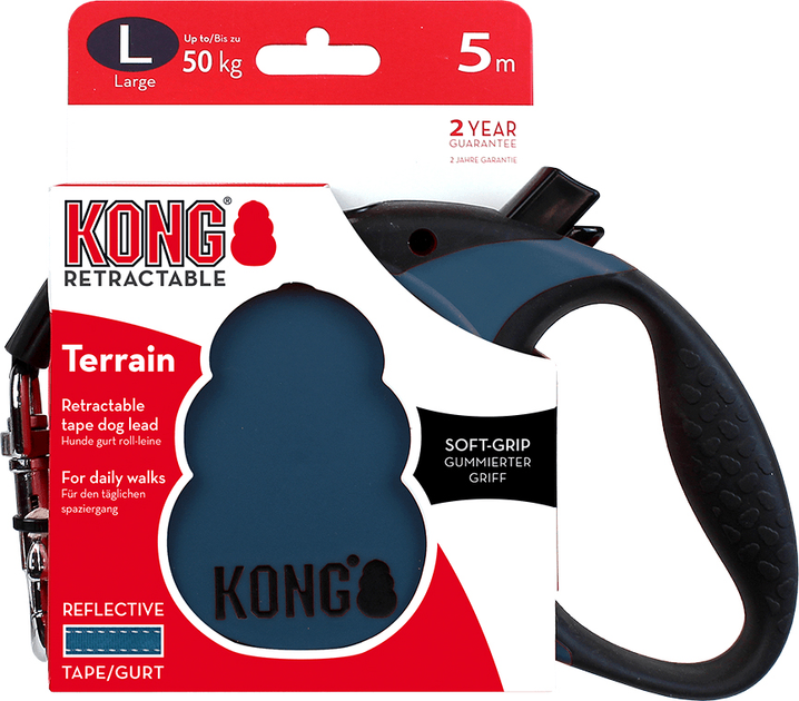 Smycz dla psów Kong Retractable Leash Terrain 20 kg 5 m Blue (0047181150315) - obraz 1