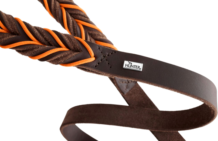 Smycz treningowy dla psów Hunter Solid Education Cord 20 mm 2 m Dark Brown/Orange (4016739693259) - obraz 2