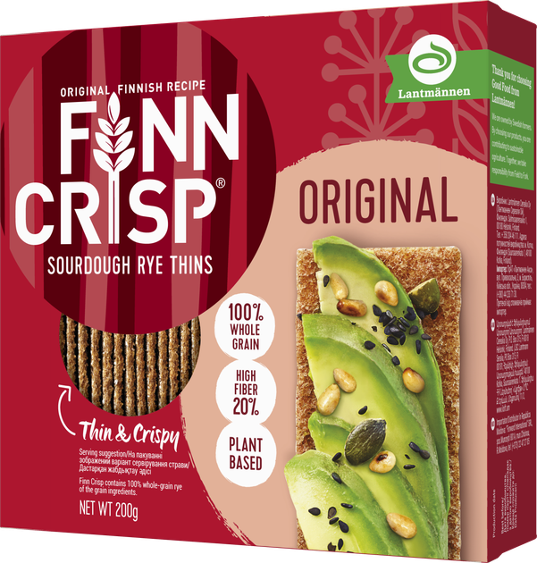 Упаковка Сухариков Finn Crisp Oringinal taste ржаных цельнозерновых 200 г х 2 шт (4820237692955) - изображение 2