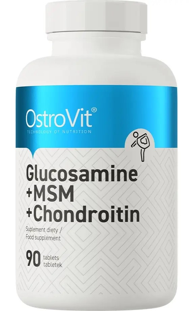 Suplement diety OstroVit Glucosamine + MSM + Chondroitin 90 tabletek (5902232619195) - obraz 1